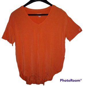 TIME & TRU Orange V-Neck Top Women’s Size Small (4-6)